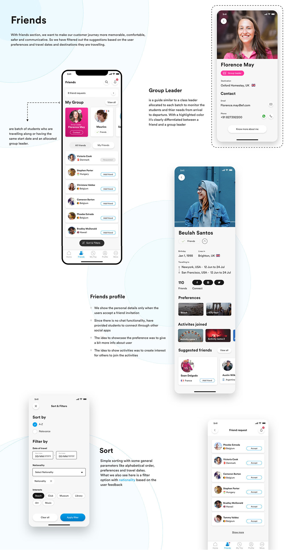Friends Screen UX Layouts